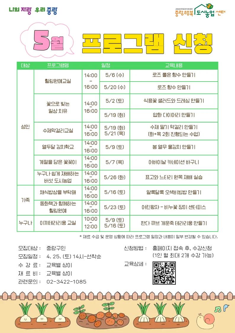 서울에서 텃밭 가꾸기가 무료라고?"... 5월 중랑구에서 만나는 도시농업 프로그램