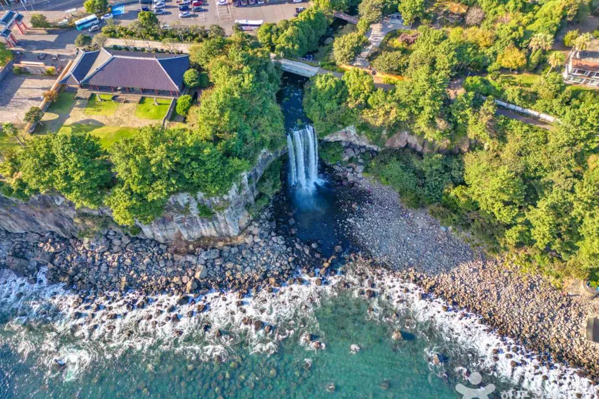 “무지개가 쏟아진다”… 제주 정방폭포 동양 유일 해안폭포